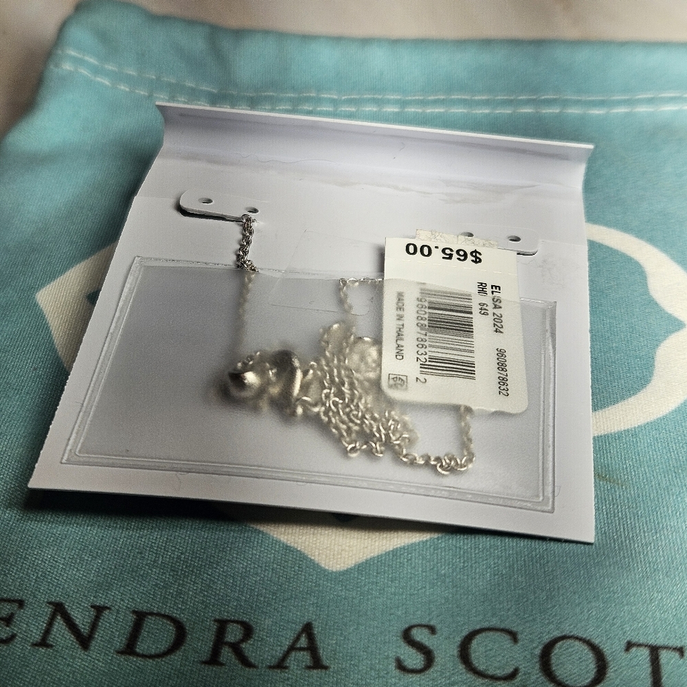 NWT Kendra Scott 2024 Pink Glitter Glass Silver Necklace HTF - Picture 5 of 6